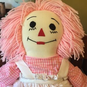 Pink RAGGEDY ANN Doll Handmade Unique Cute Approx 26" Vintage 2000